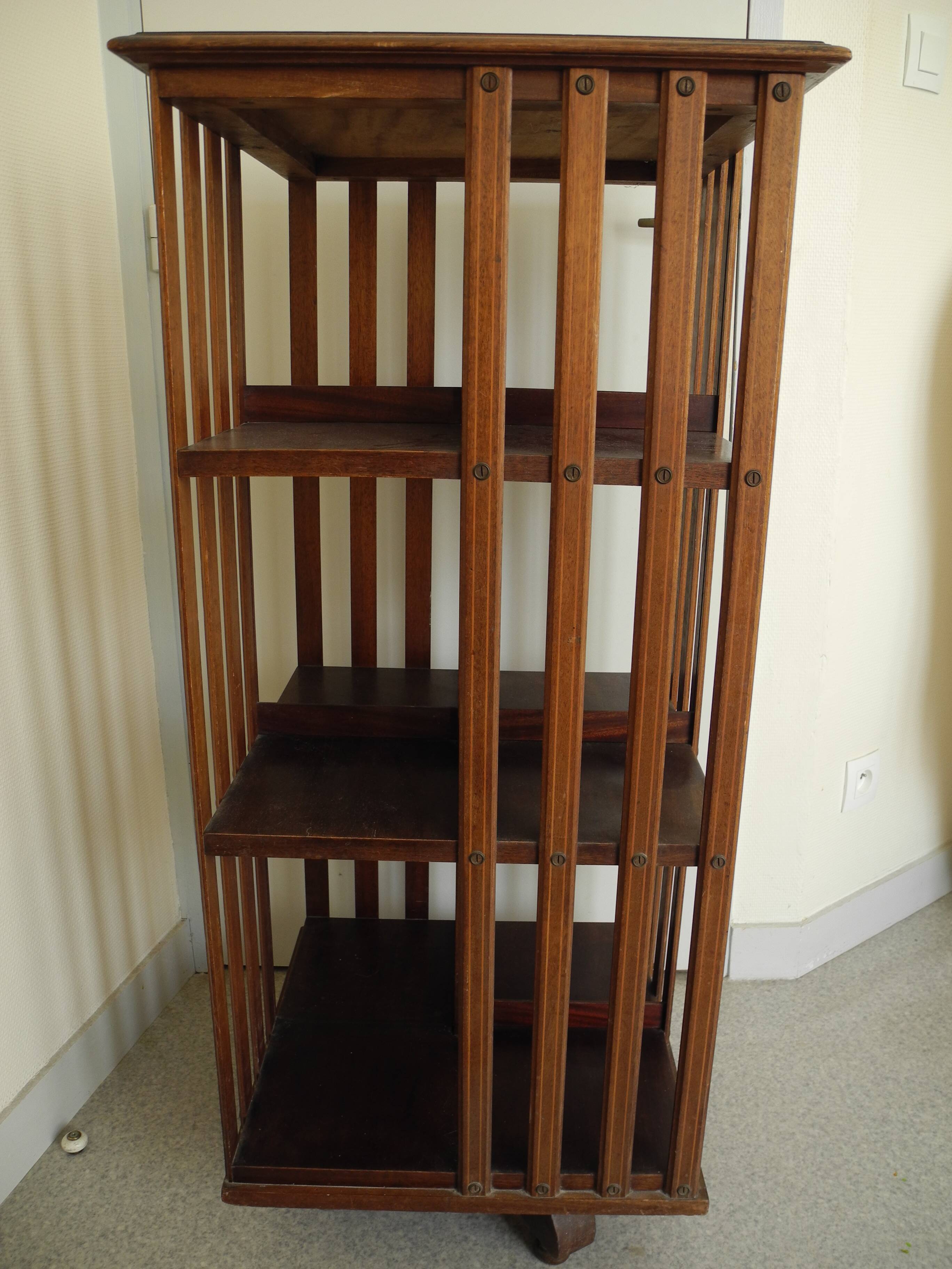 Old pivoting bookcase 3 shelves vintage furniture old furniture