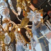 19th Bronze and Crystal Chandelier