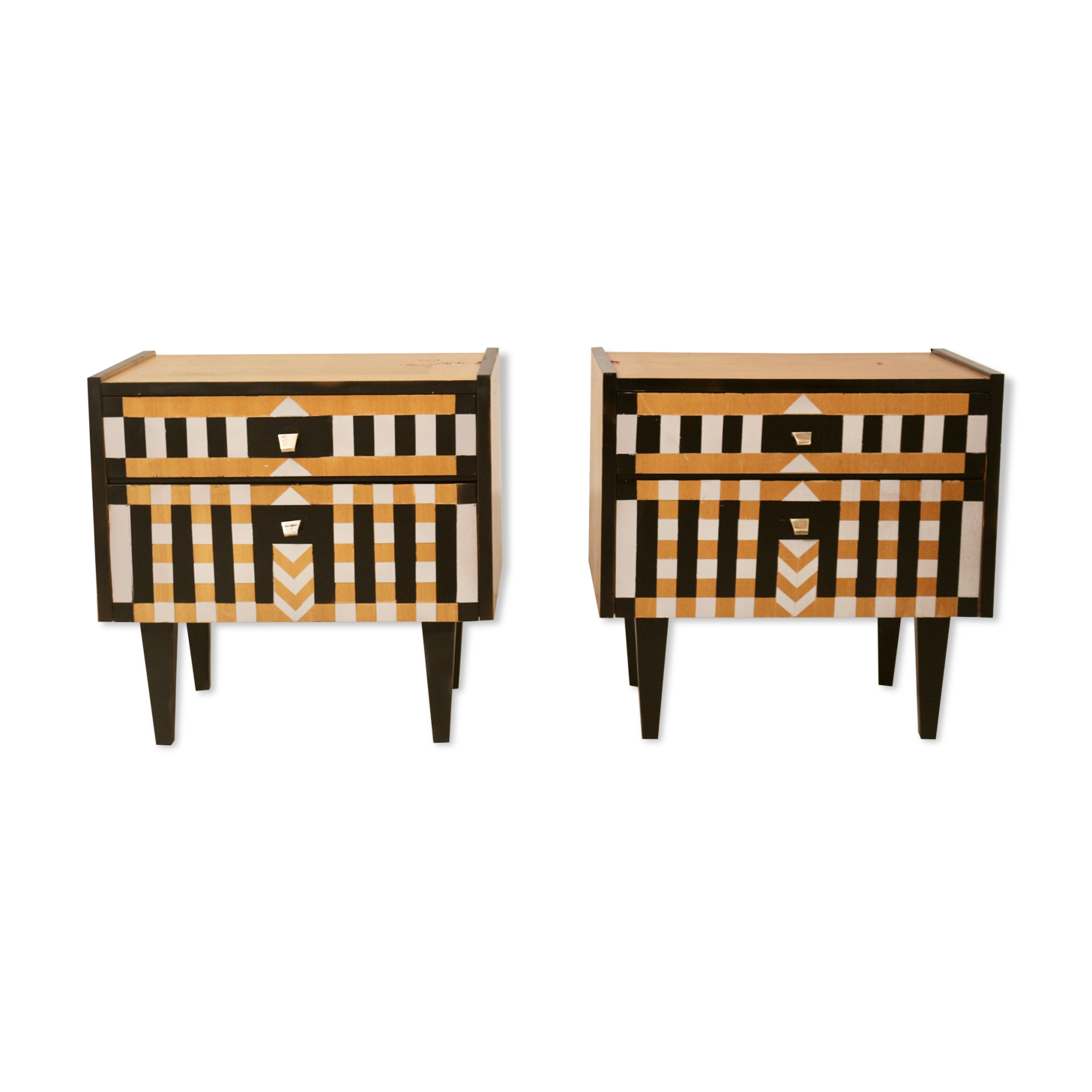 Pair of bedside table restyled swing door year 60