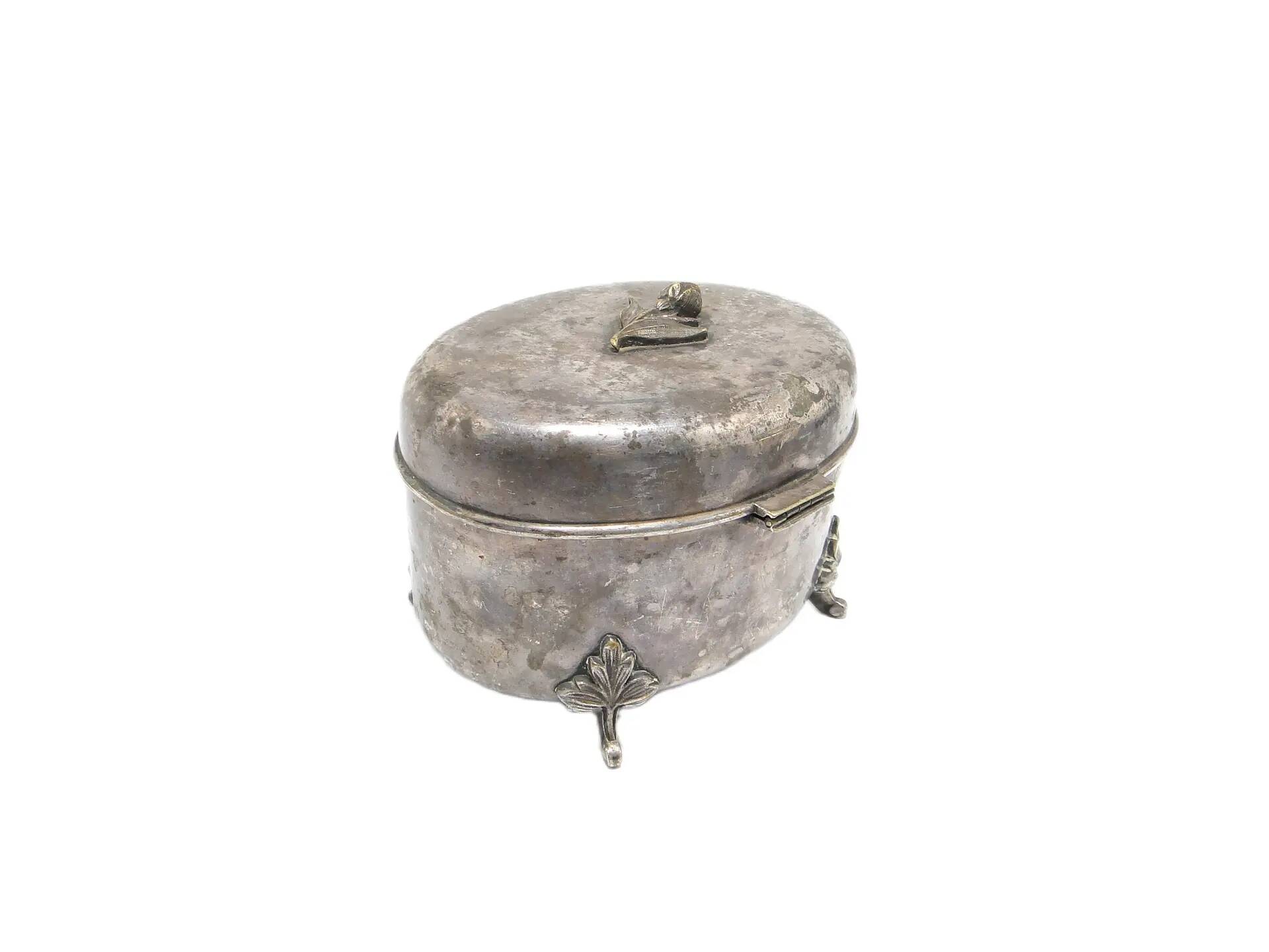 Art Deco sugar bowl, silver-plated brass, Fraget, Poland, 1920s.