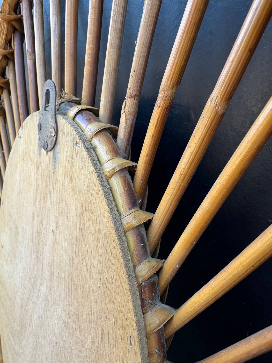 Almond rattan mirror from the 1960s