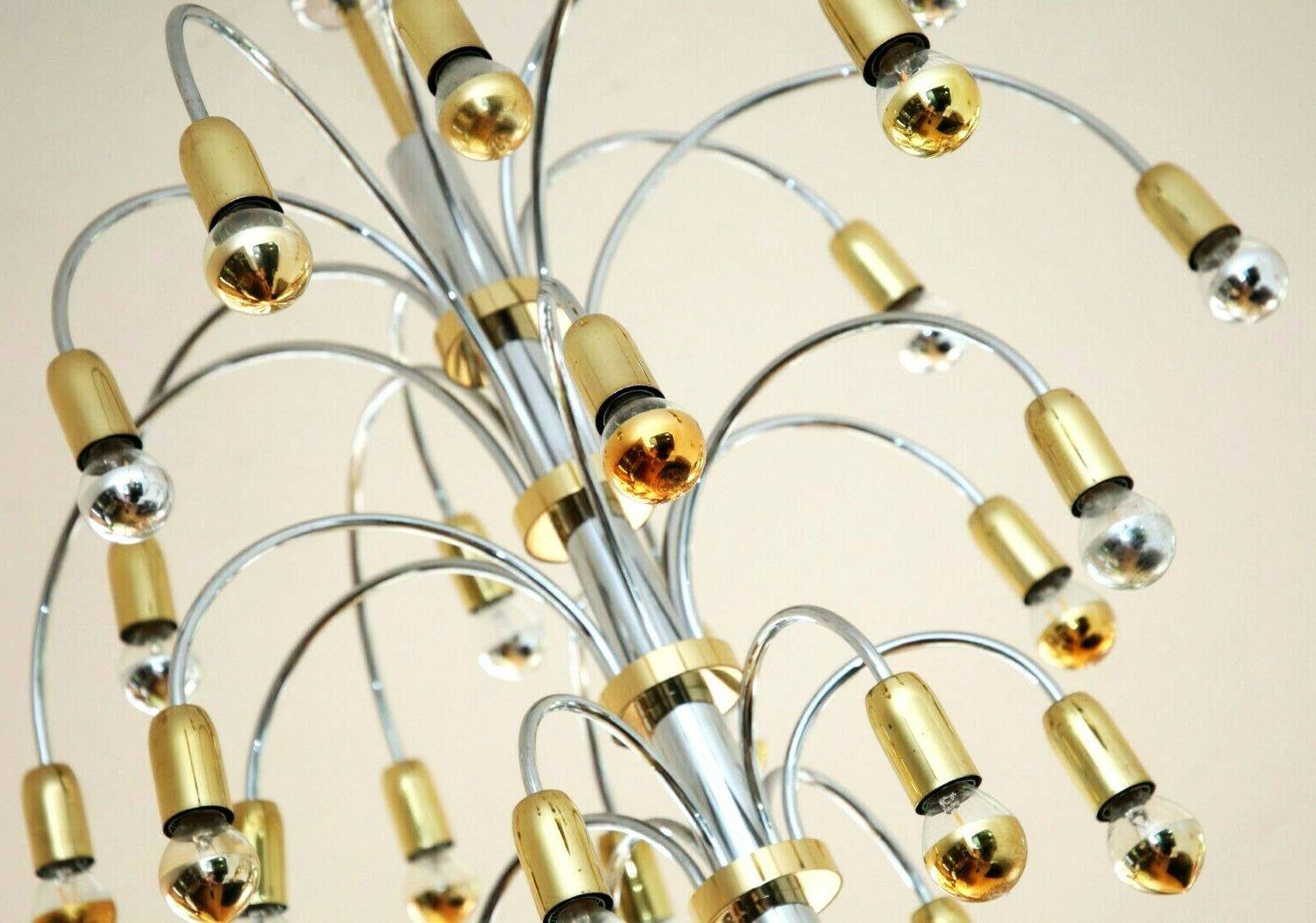 Post-modernist 24-light chandelier in chrome and gold metal, Germany 1970s