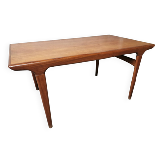 Table design vintage Scandinave en Teck rallonge asymétrique par Johannes Andersen 1960
