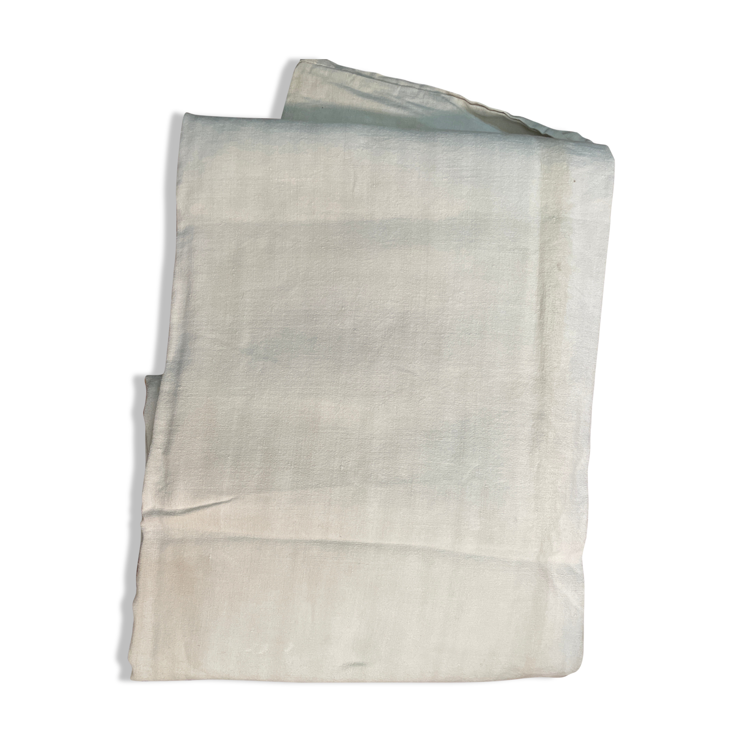 Old linen sheet embroidered red monogram