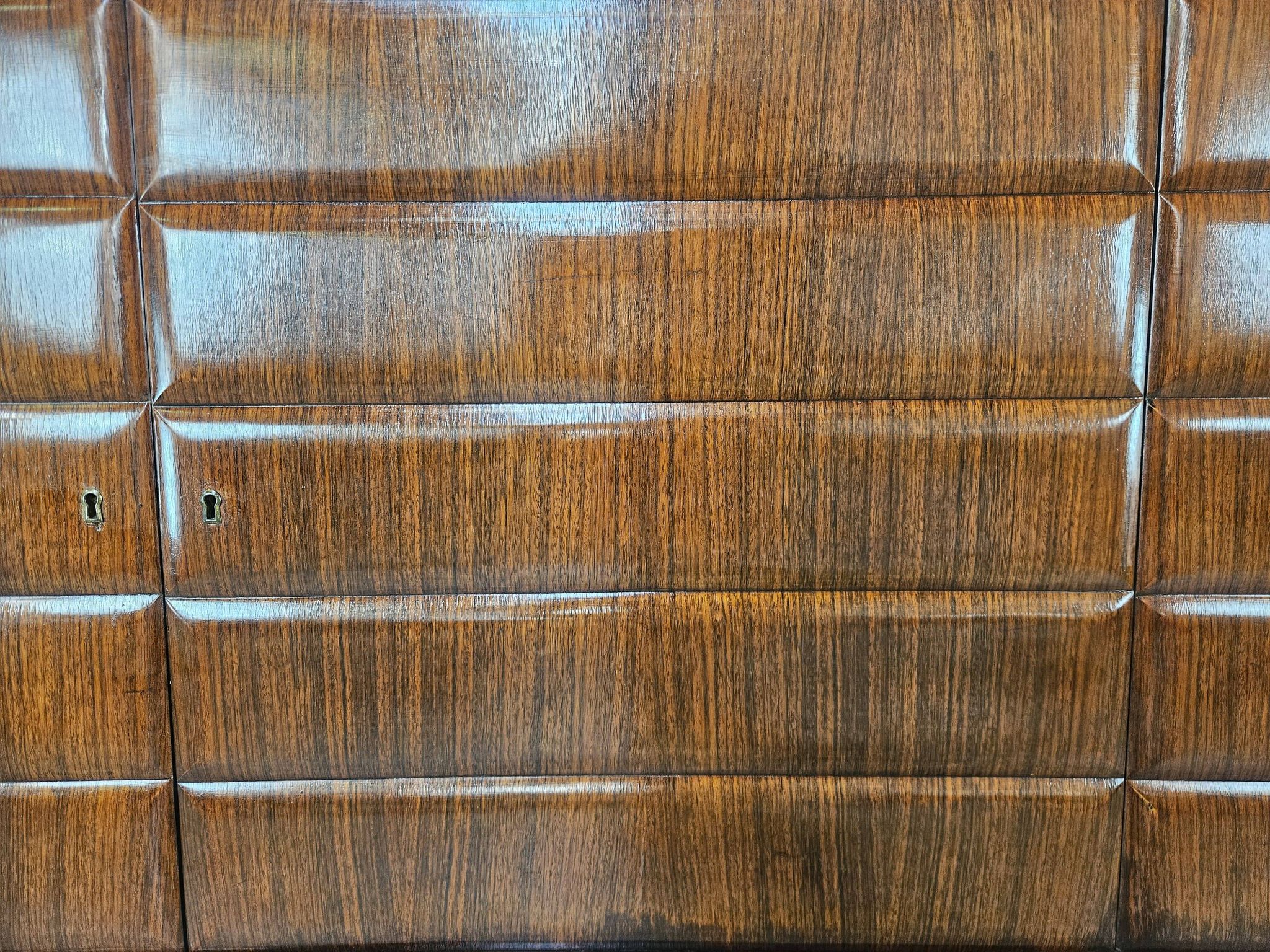 Vittorio Dassi Rosewood Credenza with Black Glass Top, Italian 1940
