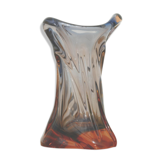 Massive twisted vintage glass vase