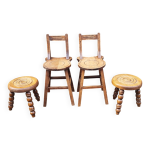 Ensemble de chaises et - tabourets 1950