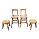 Ensemble de chaises et tabourets rustiques en chêne sculpté, 1950