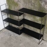 Double metal string shelf - 6 shelves, 3 uprights - vintage 1960