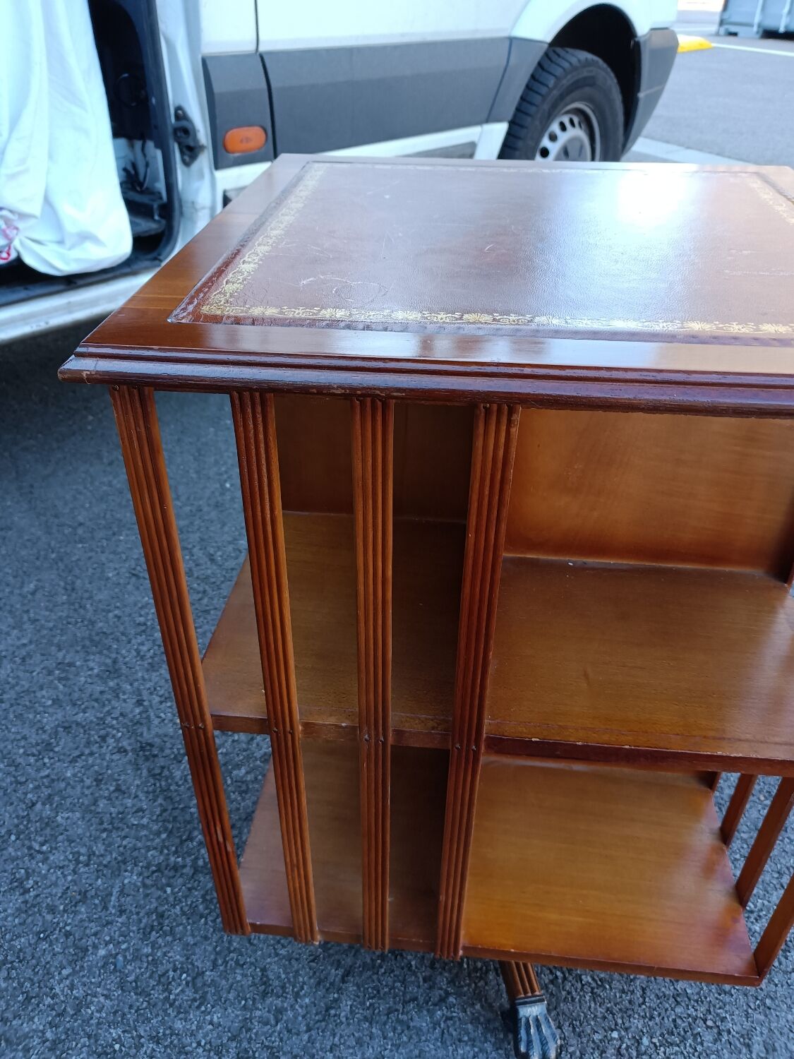 Old vintage English revolving bookcase