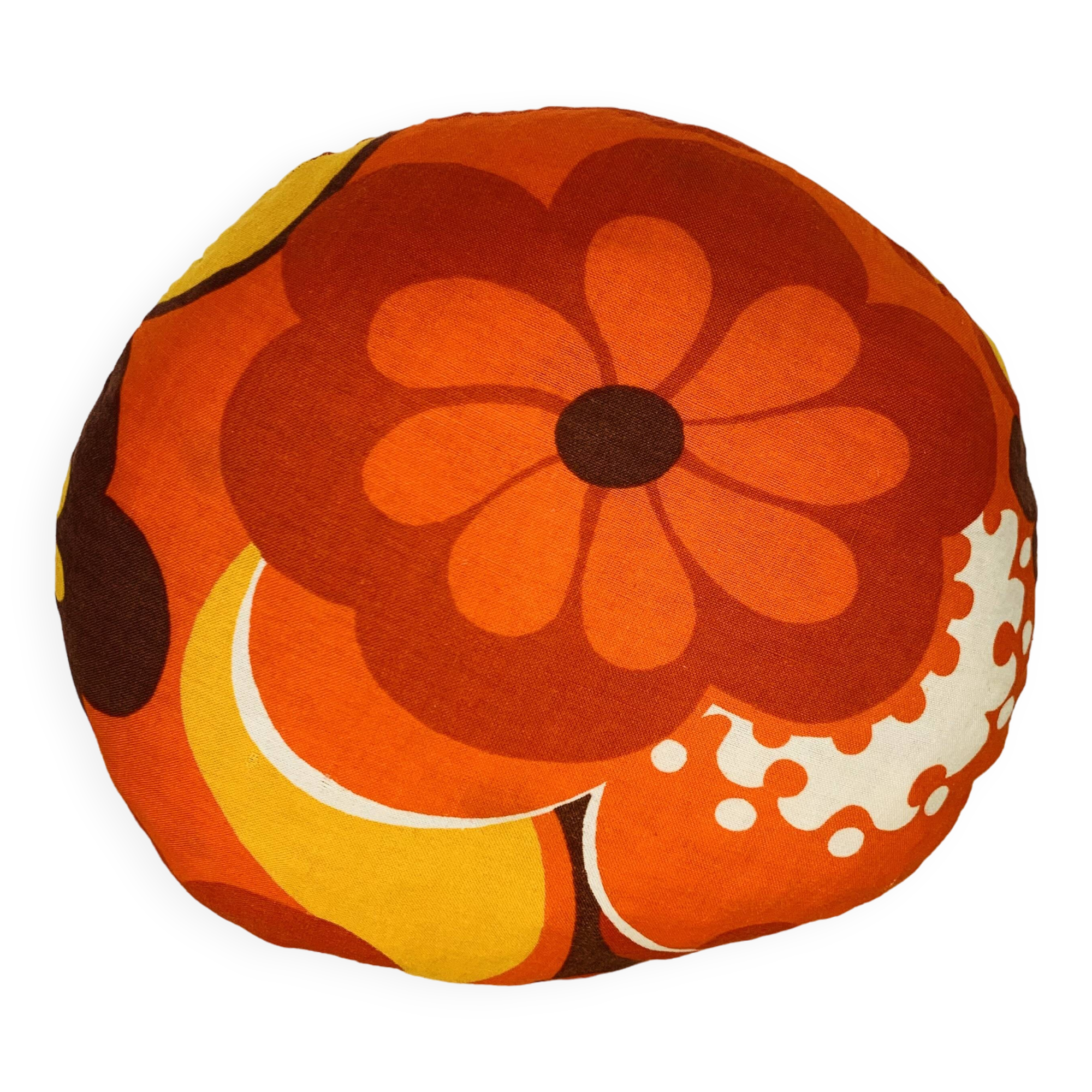 Vintage round 70's flower cushion
