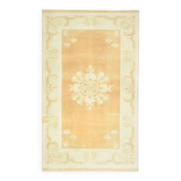 Tapis turc Oushak fait main en laine et coton orange des années 1970 154x260