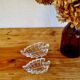Pair of vintage leaf-shaped glass bowls from the 1970s.