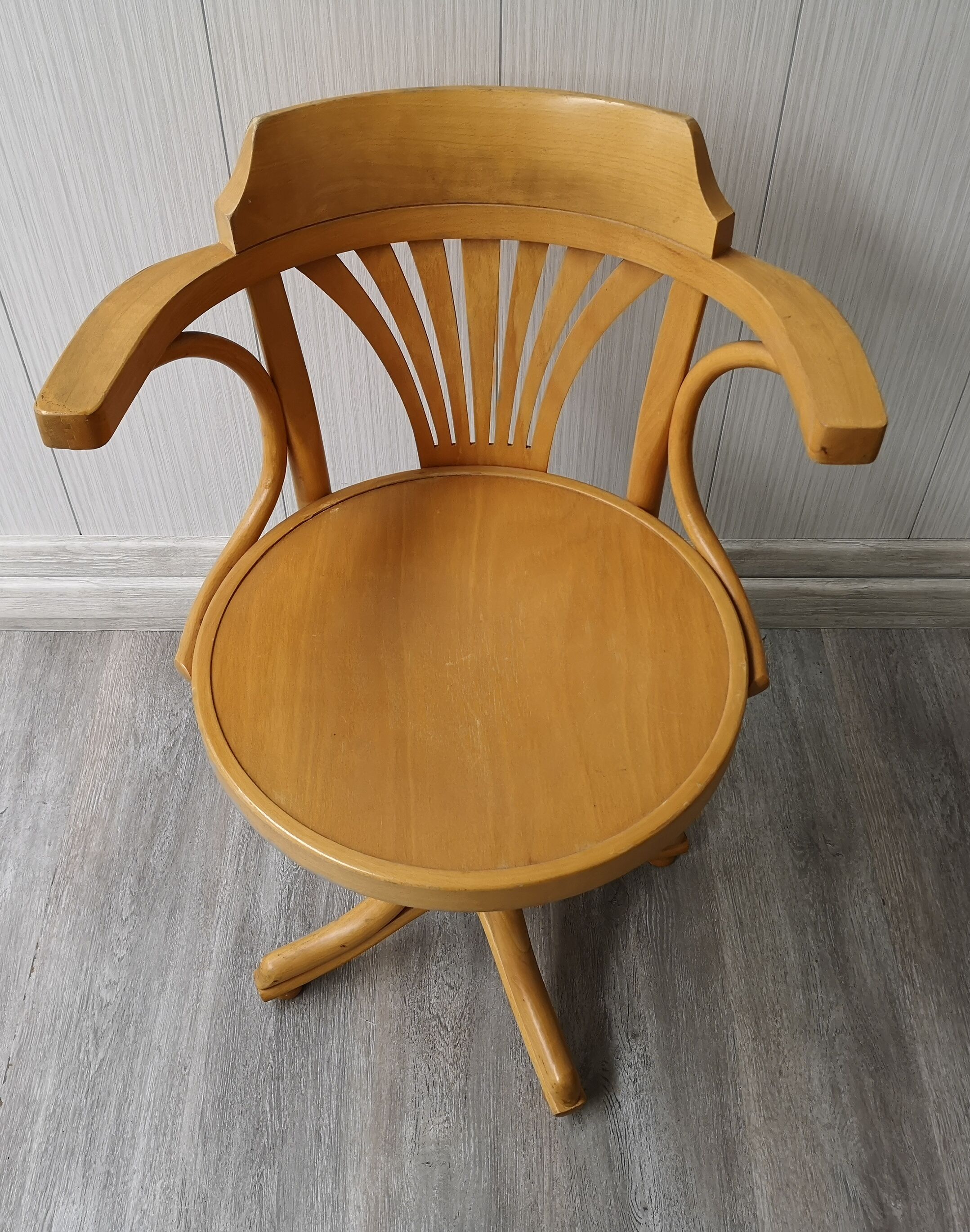 Wood swivel desk chair