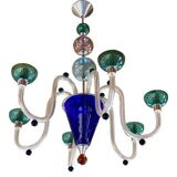Vintage 1980s multicolor murano glass chandelier