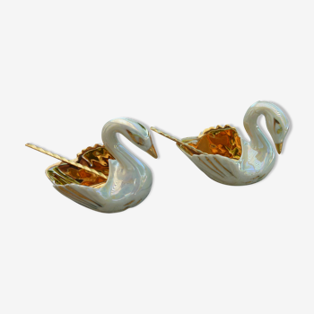 Limoges porcelain salters swan shape