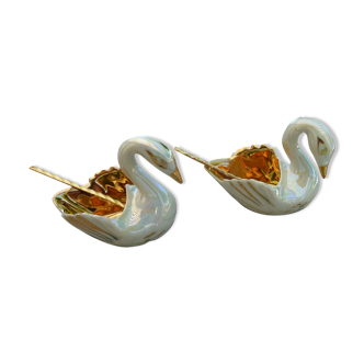 Limoges porcelain salters swan shape