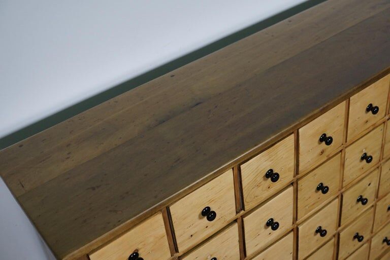 Vintage apothecary furniture in pine Netherlands 1950s