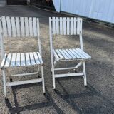 Paire de chaises vintage pliantes en bois – Années 60/70