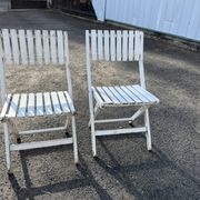 Paire de chaises vintage pliantes en bois – Années 60/70