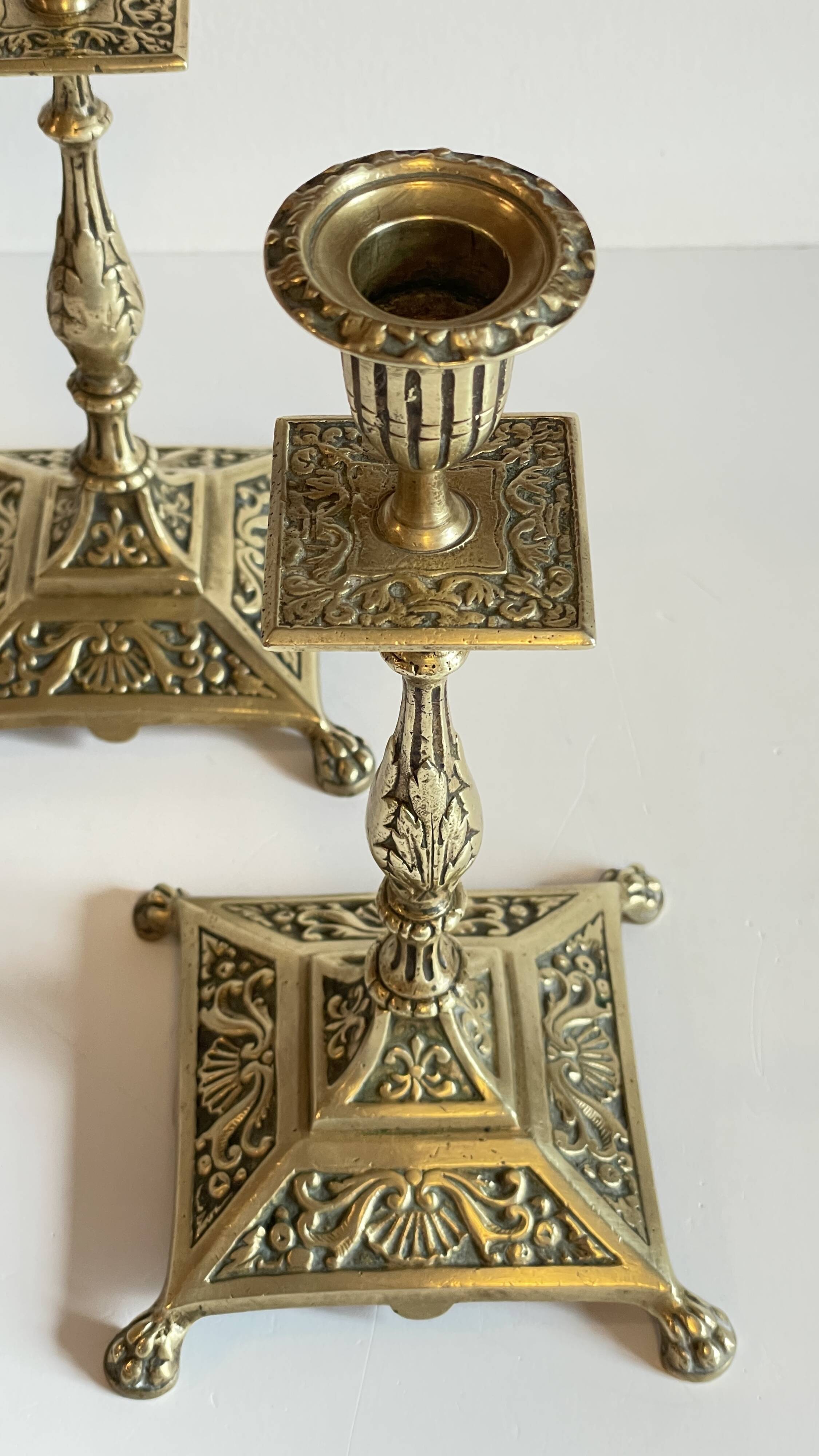 Antique Lion's Paw Candlesticks