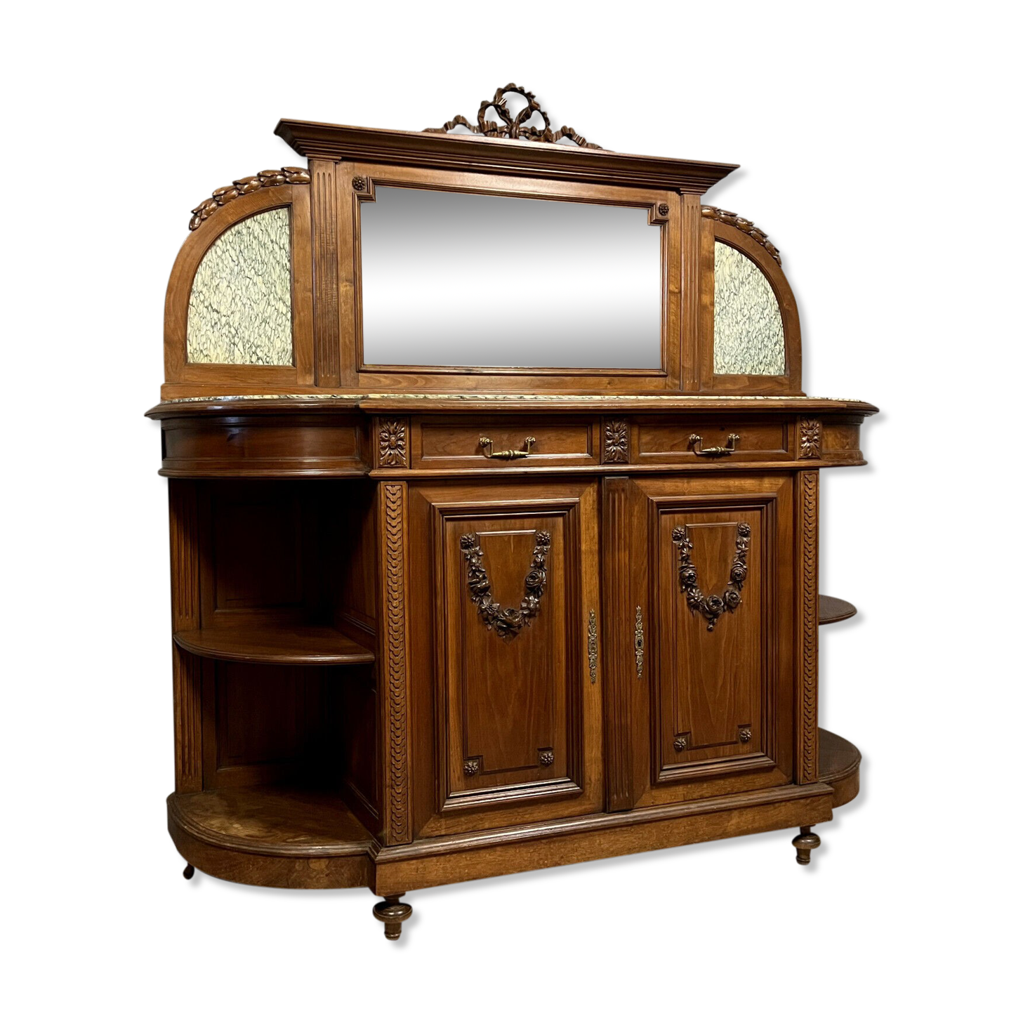 Sideboard in a row Louis XVI half-moon walnut around 1850