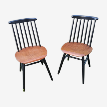 Paire chaises fanett par Ilmari Tapiovaara années 60