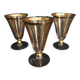 Série de trois verres cristallerie de Hartzviller rayures dorées années 50 60