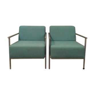 Pair of vintage blue armchairs 1980
