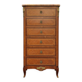 Louis XV style chest of drawers in noble wood marquetry – Marble top –