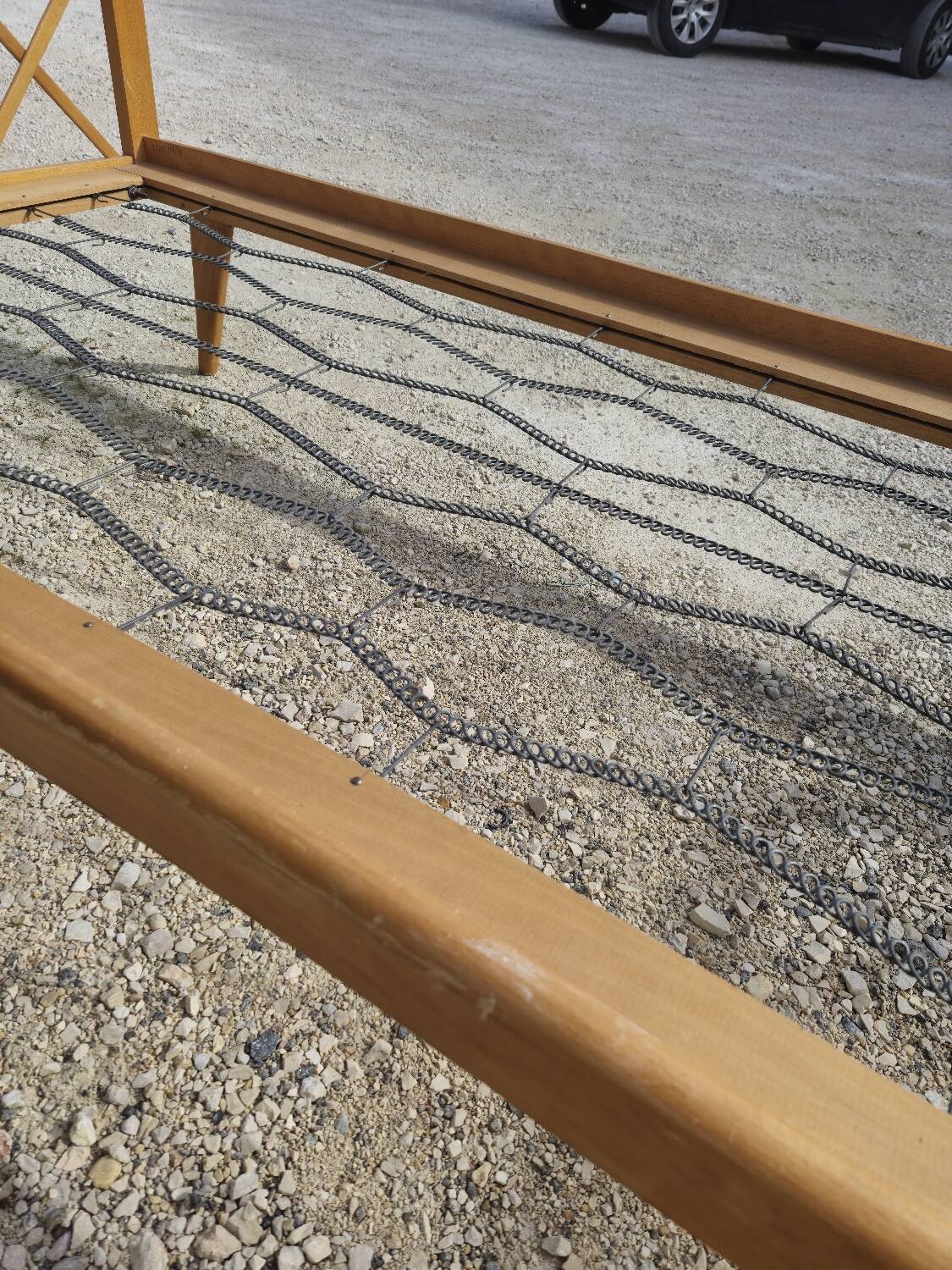 Vintage bed with compass feet from the 1950s