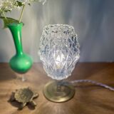Lampe à poser globe vintage en verre moulé