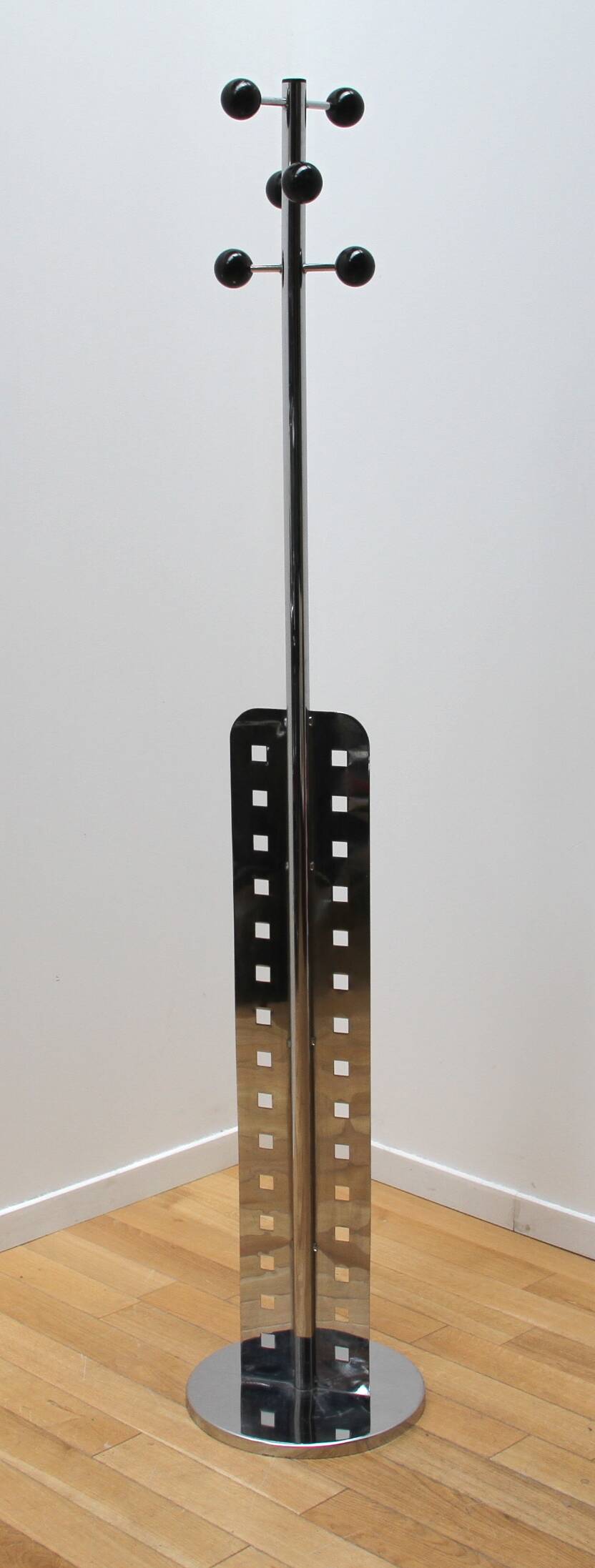 Designer stainless steel coat rack