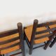 Set of 4 vintage brutalist chairs by Georges Robert in wood and straw.
