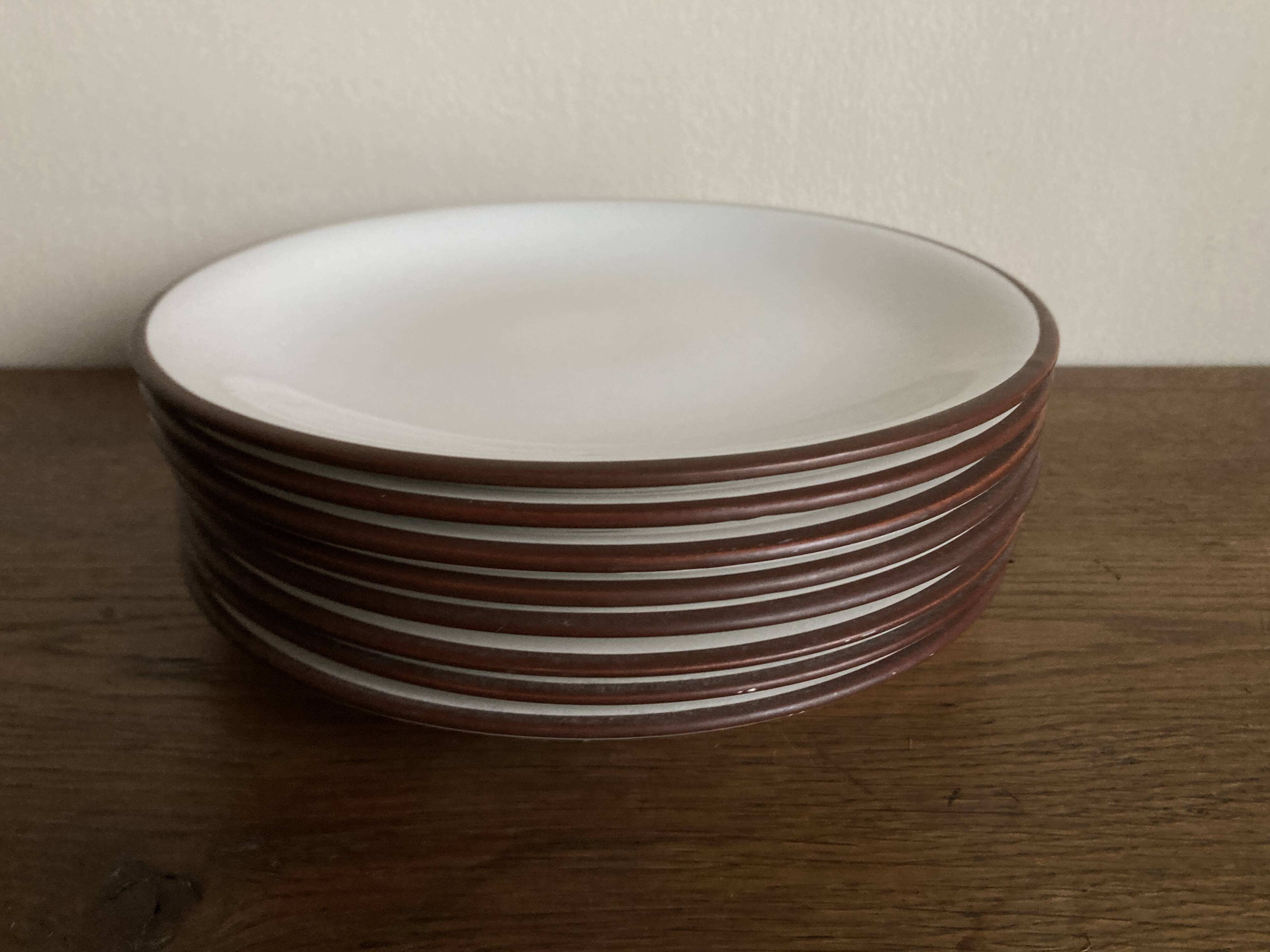 Set of 8 Scandinavian KMK enamelled earthenware dessert plates 1965