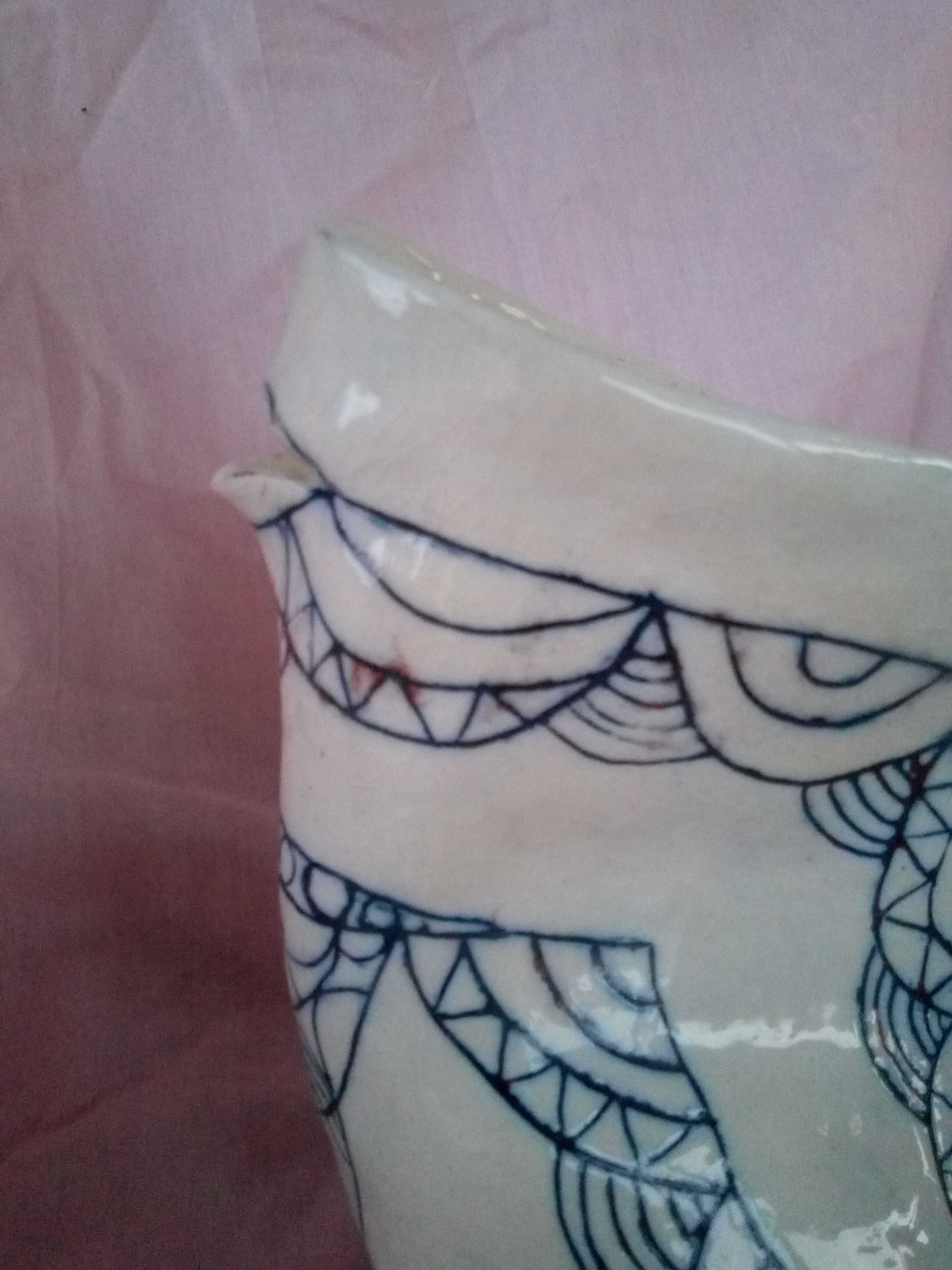 Zoomorphic pitcher in enamelled terracotta