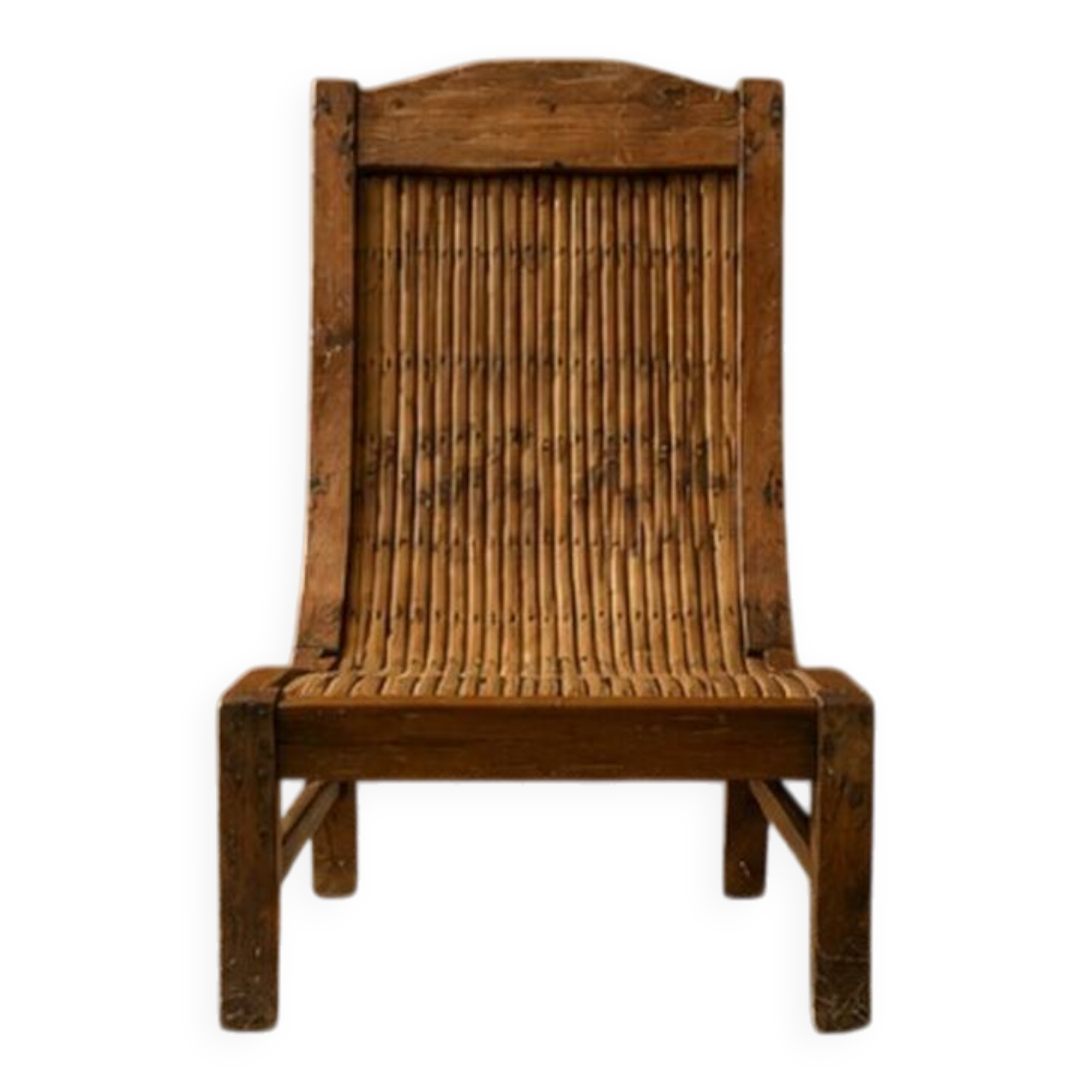 Sculptural Ethnic Lounge Chair in Exotic Wood and Bamboo, 1980s–1990s