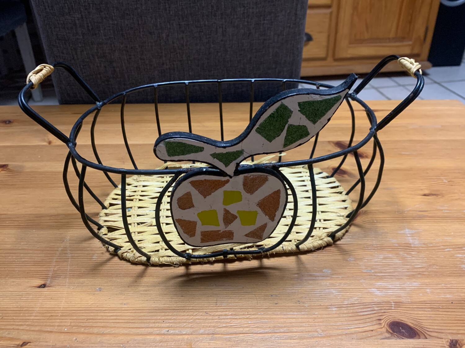 Panier fer osier déco pomme 🍎