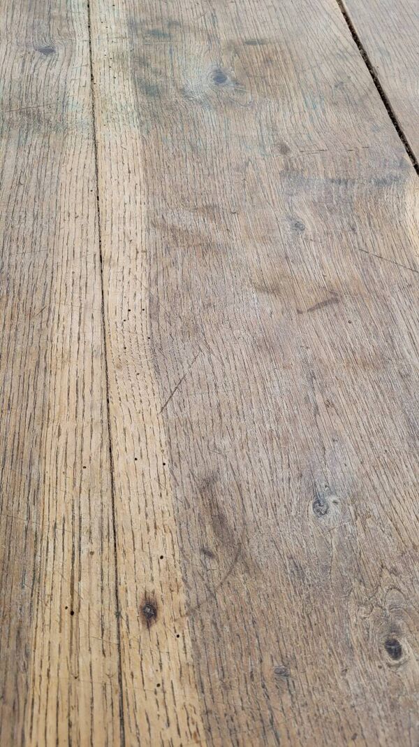 Table de ferme rustique en chêne massif ancienne patiné -1900s