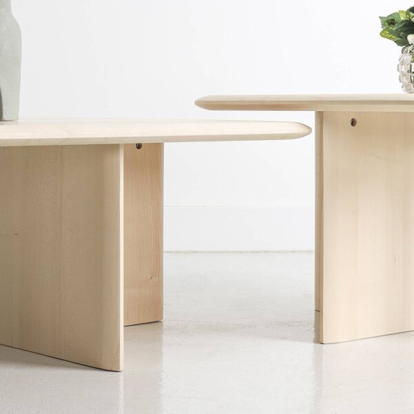 Duo de table basse carré en Erable Sycomore