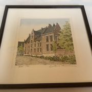 Lithographic print of typical houses, signed and numbered.