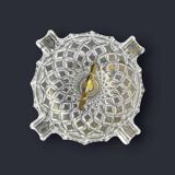 Large golden footed ashtray, moulded glass – 1960s