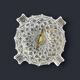 Large golden footed ashtray, moulded glass – 1960s