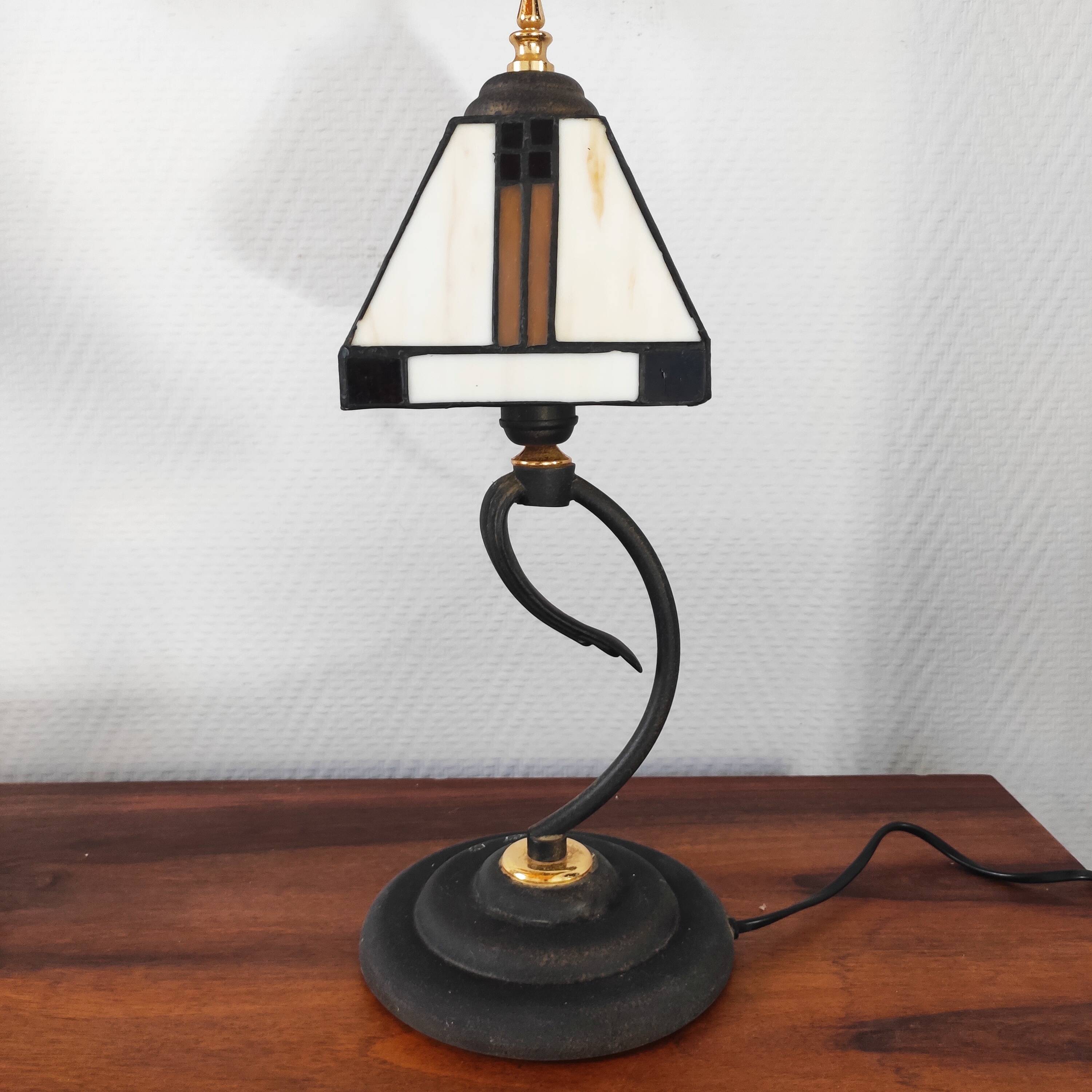Paire de lampes vintage métal et verre