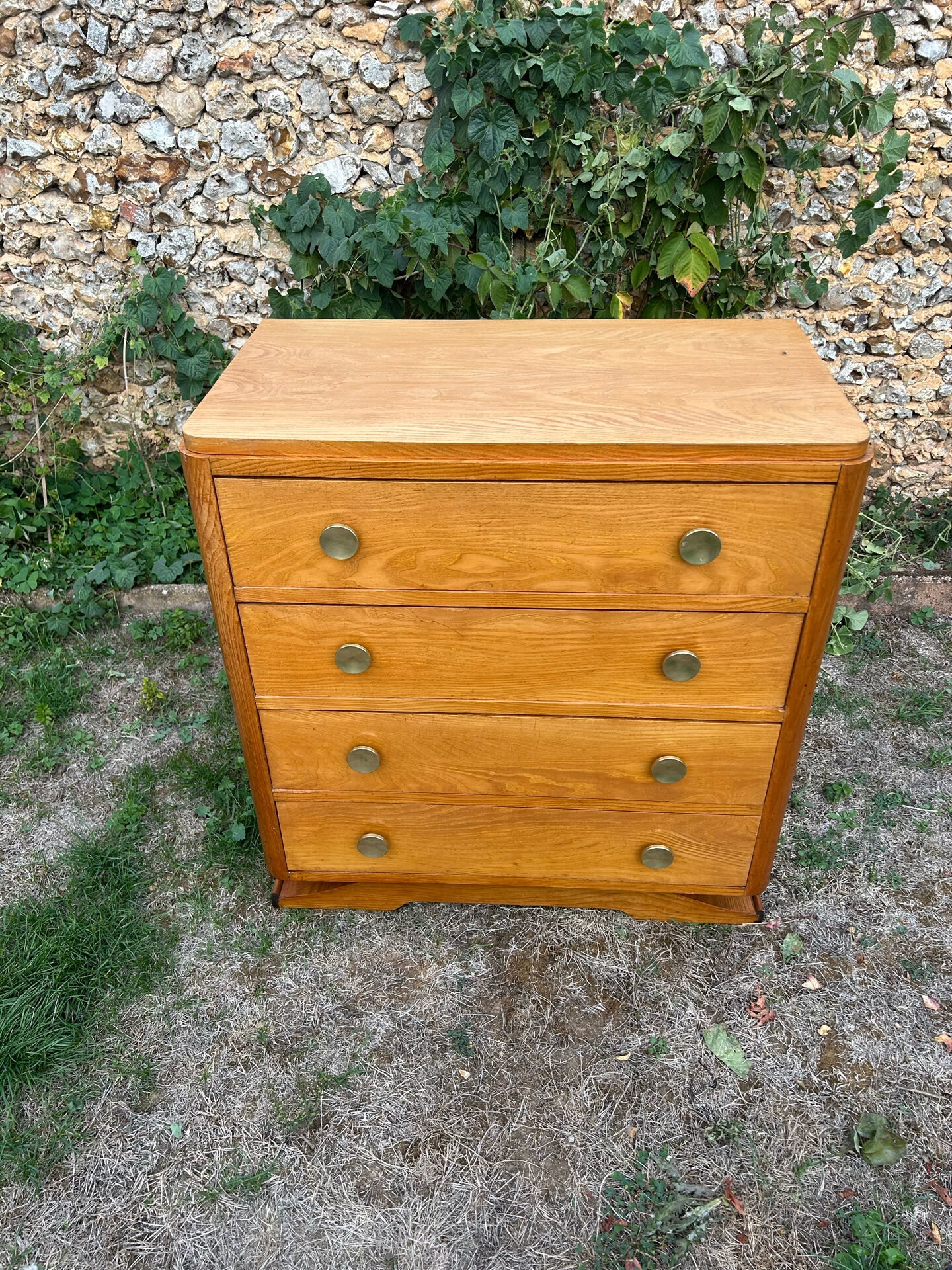Art Deco chest of drawers with 4 drawers in light wood