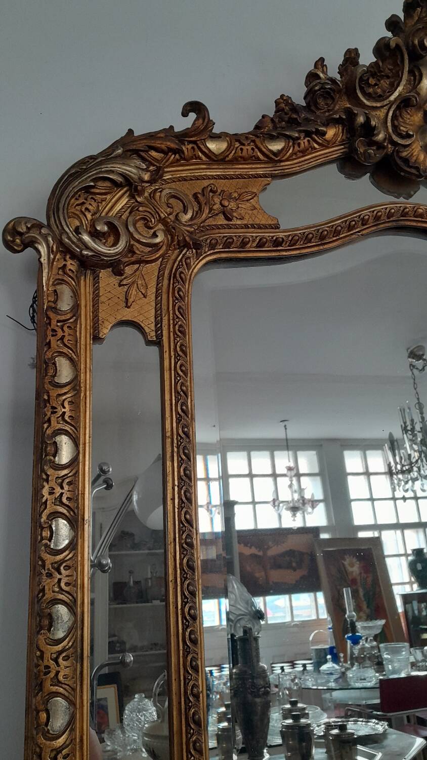 Grand miroir à parcloses biseauté xixème