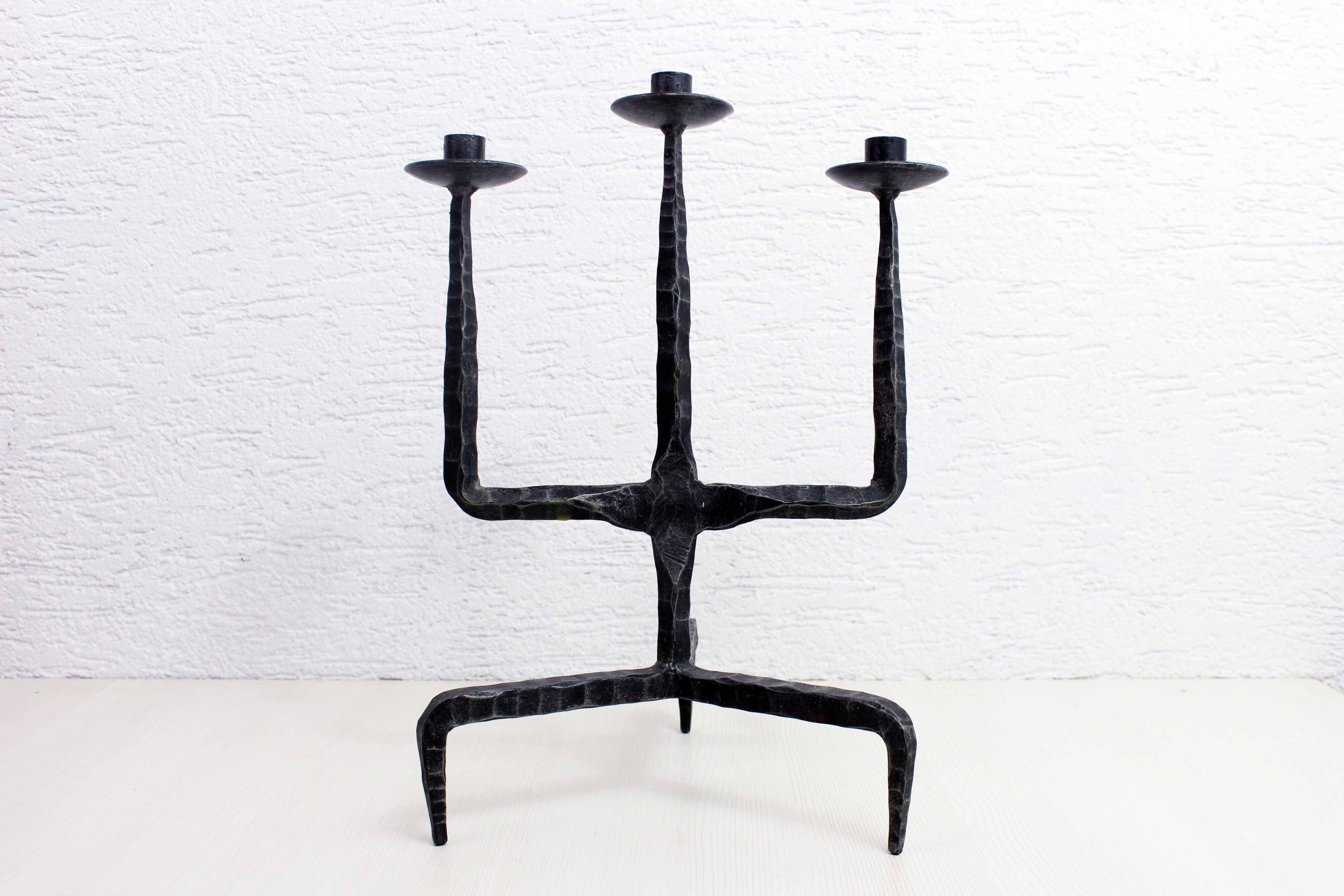 Brutalist cast iron candle holder 1950