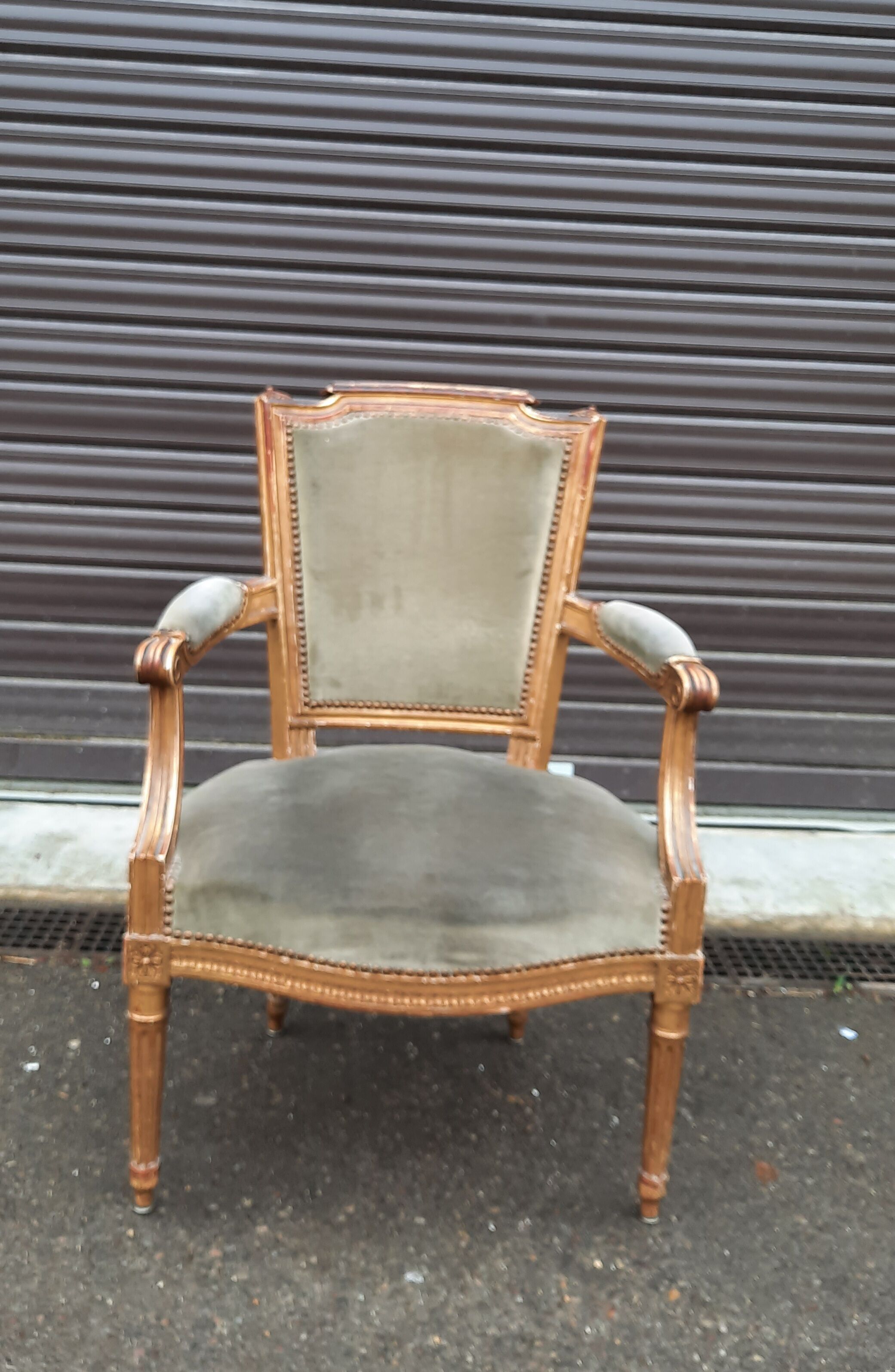 Salon de style Louis XVI en bois doré et velours