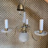 Glass and brass chandelier