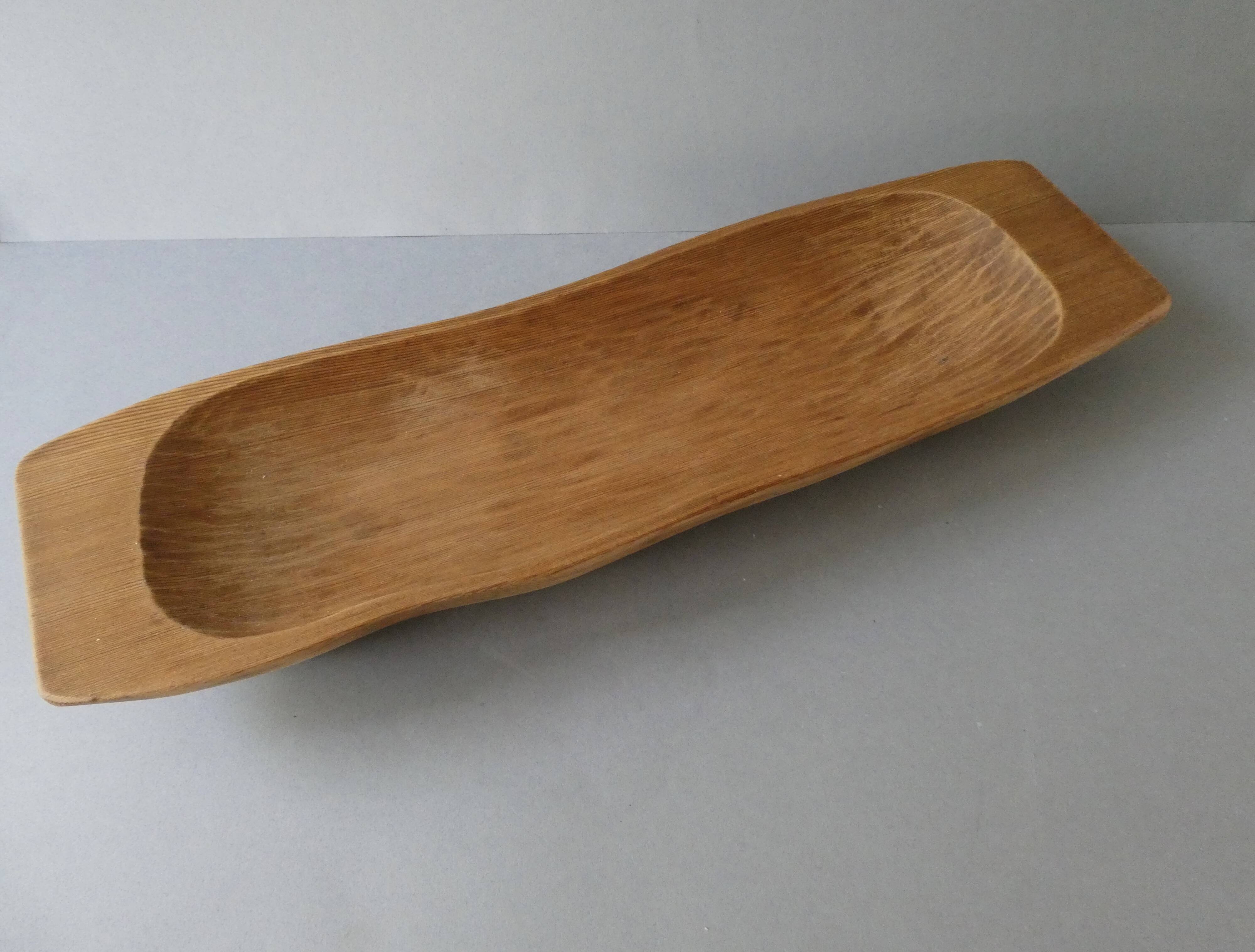 Large solid wood bowl, hand carved